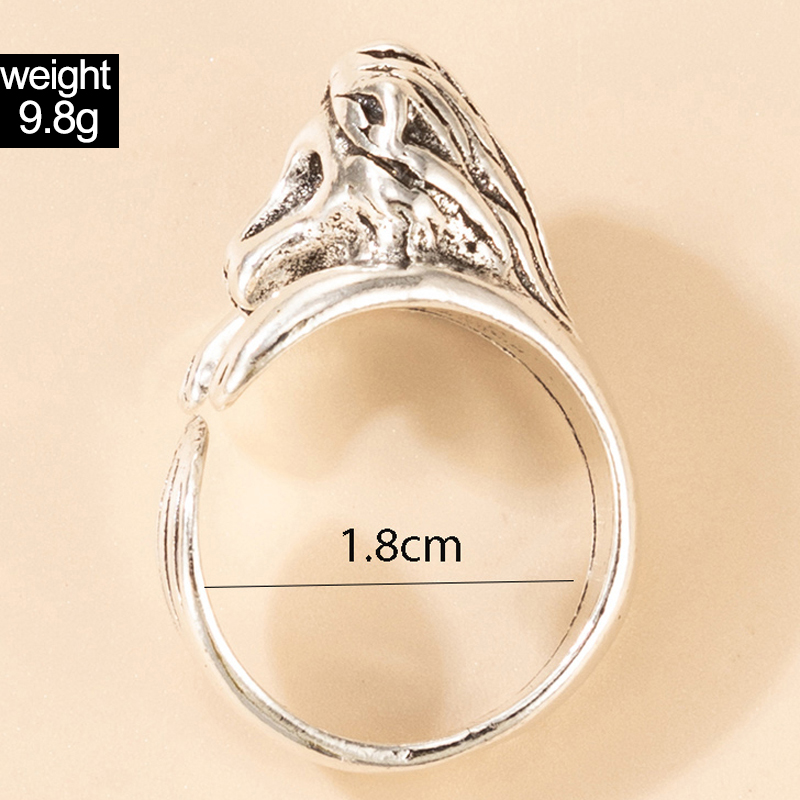 European and American simple silver alloy geometric ring letter animal single ring