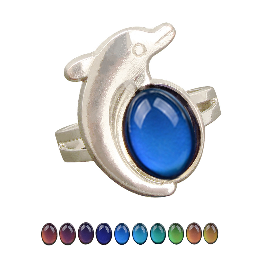 European and American retro palace gem change for temperature mood adjustable ring