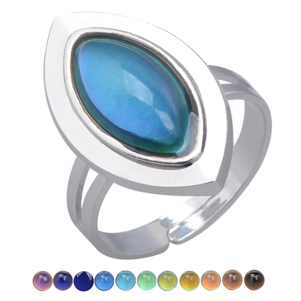 European and American retro palace gem change for temperature mood adjustable ring