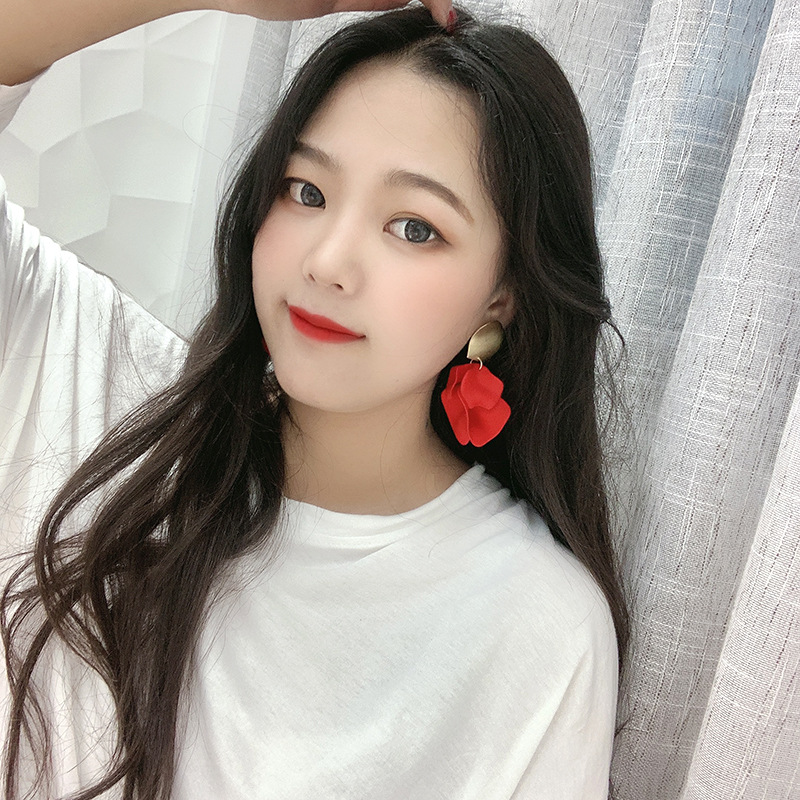 Korean personality earrings rose flower earrings European and American long earringspicture3