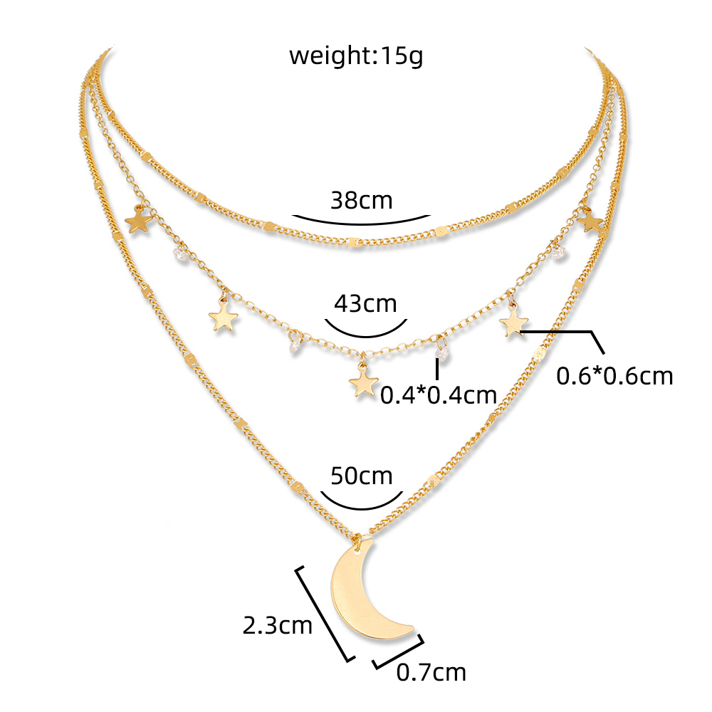 Simple multilayered star and moon necklace clavicle chain wholesalepicture1