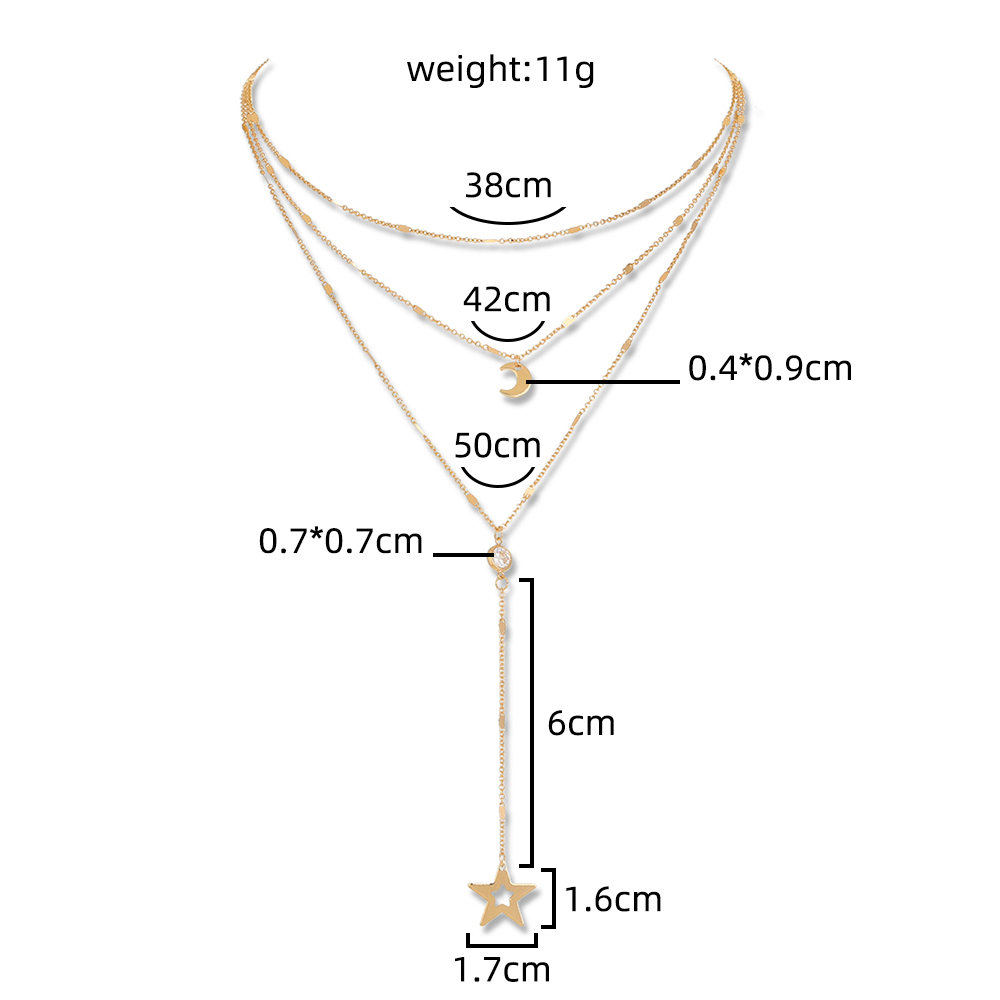 Simple star and moon wind pearl clavicle chain multilayered necklacepicture1