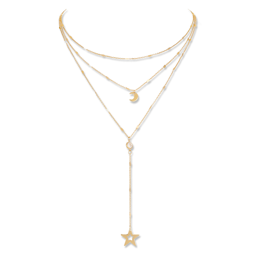 Simple star and moon wind pearl clavicle chain multilayered necklacepicture6