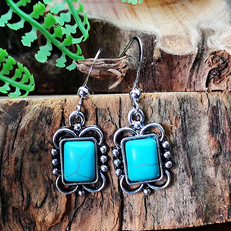 European American blue turquoise earrings female wholesale