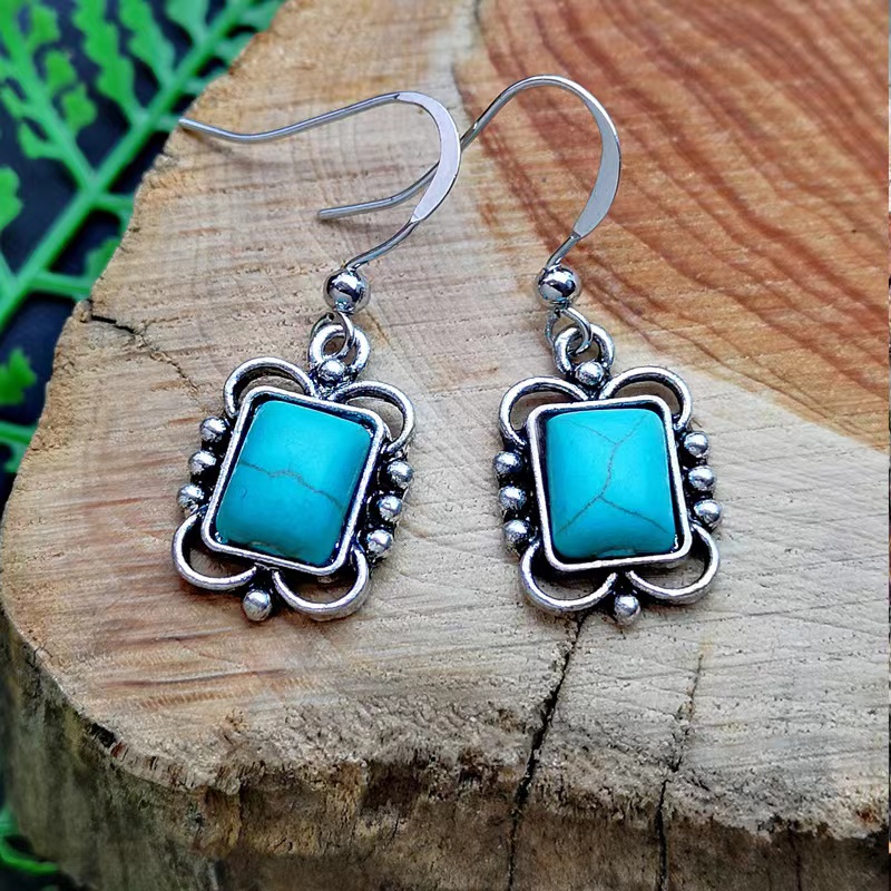 European American blue turquoise earrings female wholesale