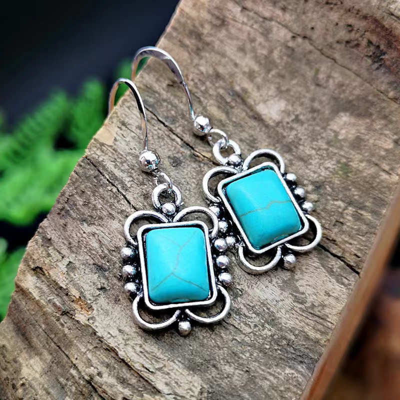 European American blue turquoise earrings female wholesale