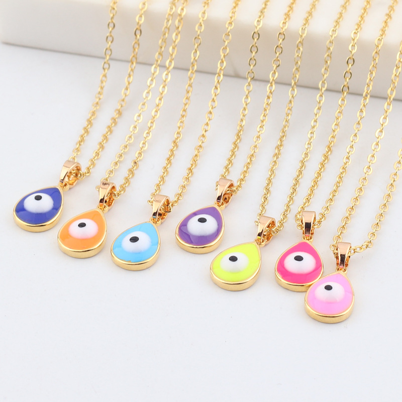 Retro Fashion Water Drop Necklace Personality Simple Drop Oil Eye Copper Jewelrypicture1