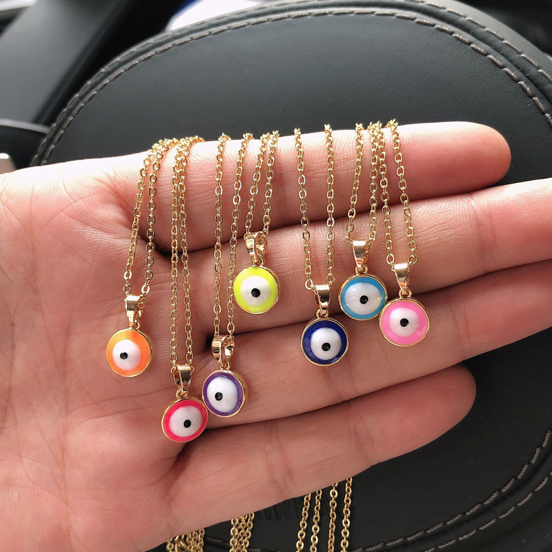 Retro Fashion Water Drop Necklace Personality Simple Drop Oil Eye Copper Jewelrypicture3