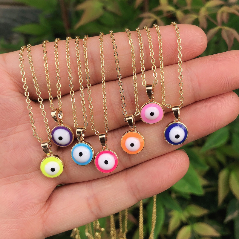 Retro Fashion Water Drop Necklace Personality Simple Drop Oil Eye Copper Jewelrypicture4