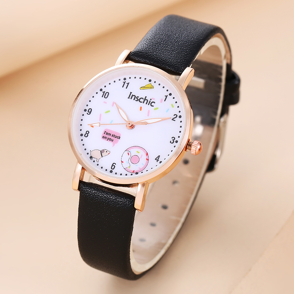 Womens Leather Watch Luxury Round Dial Fashion Quartz Watchpicture1
