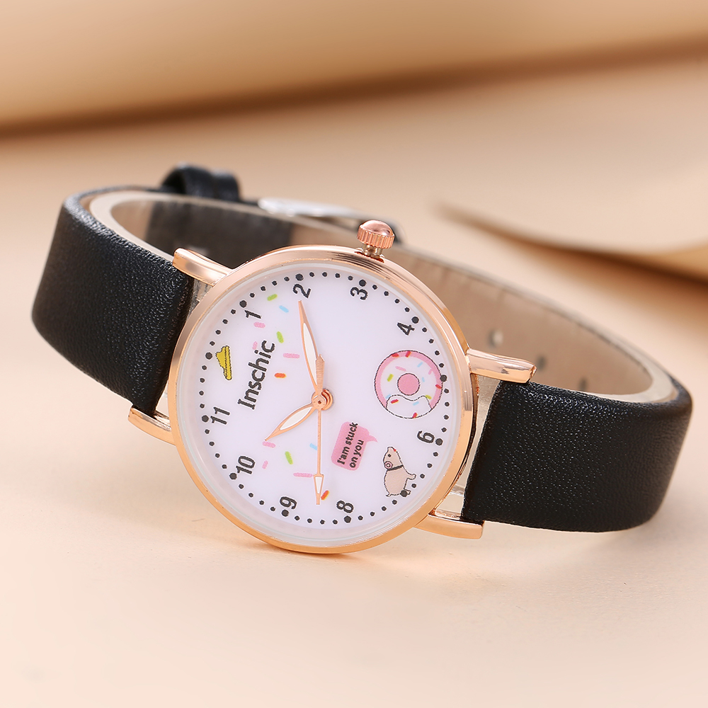 Womens Leather Watch Luxury Round Dial Fashion Quartz Watchpicture2