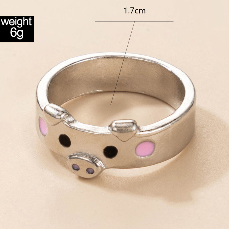 European and American cute cartoon multicolor piggy zodiac animal ring