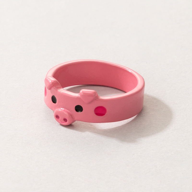 European and American cute cartoon multicolor piggy zodiac animal ring