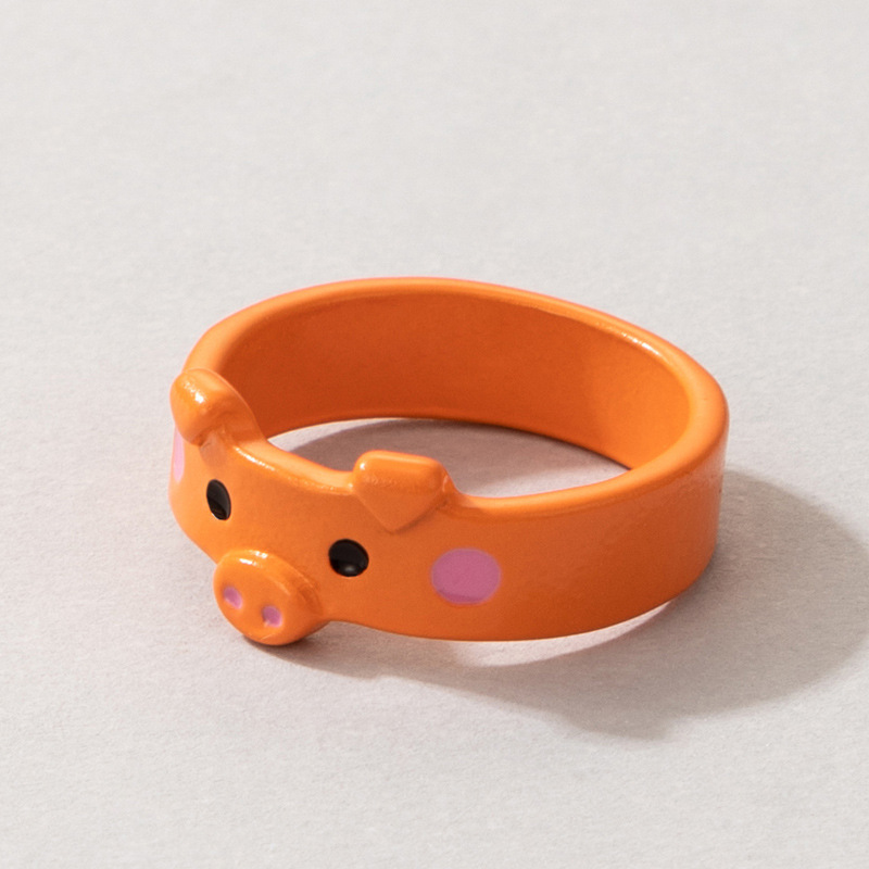 European and American cute cartoon multicolor piggy zodiac animal ring