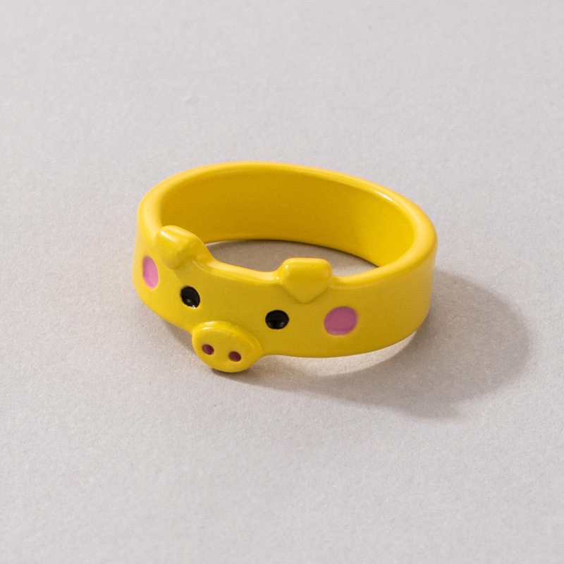 European and American cute cartoon multicolor piggy zodiac animal ring