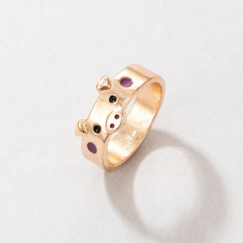 European and American cute cartoon multicolor piggy zodiac animal ring