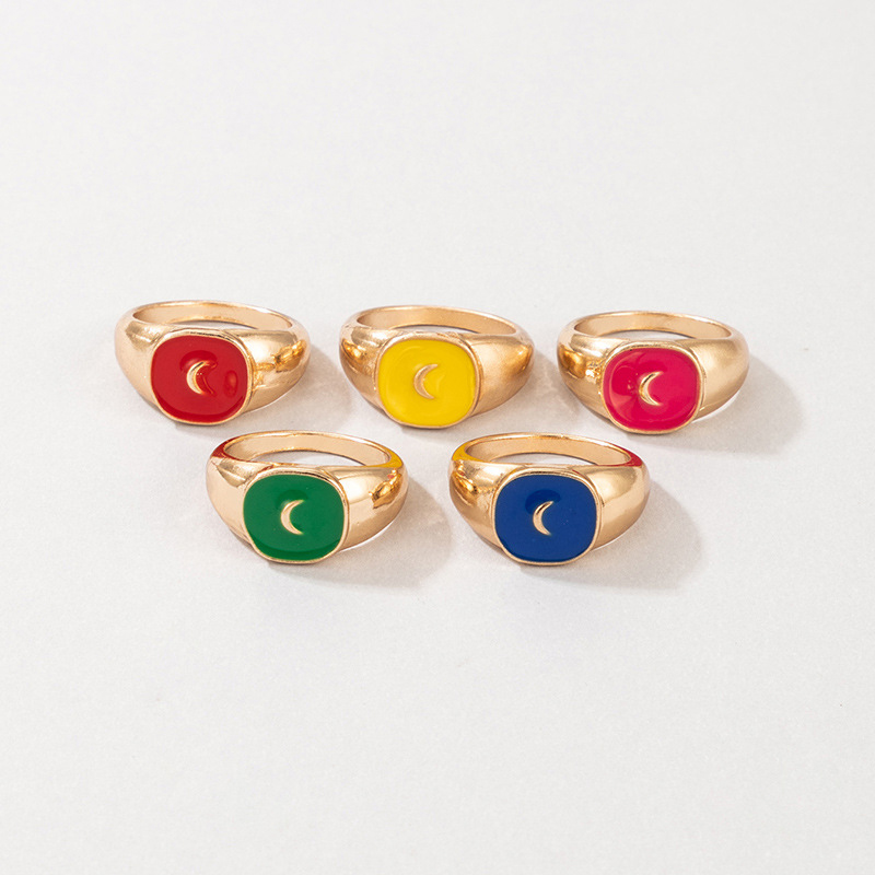 retro simple circle resin fashion popular color lady joint ring