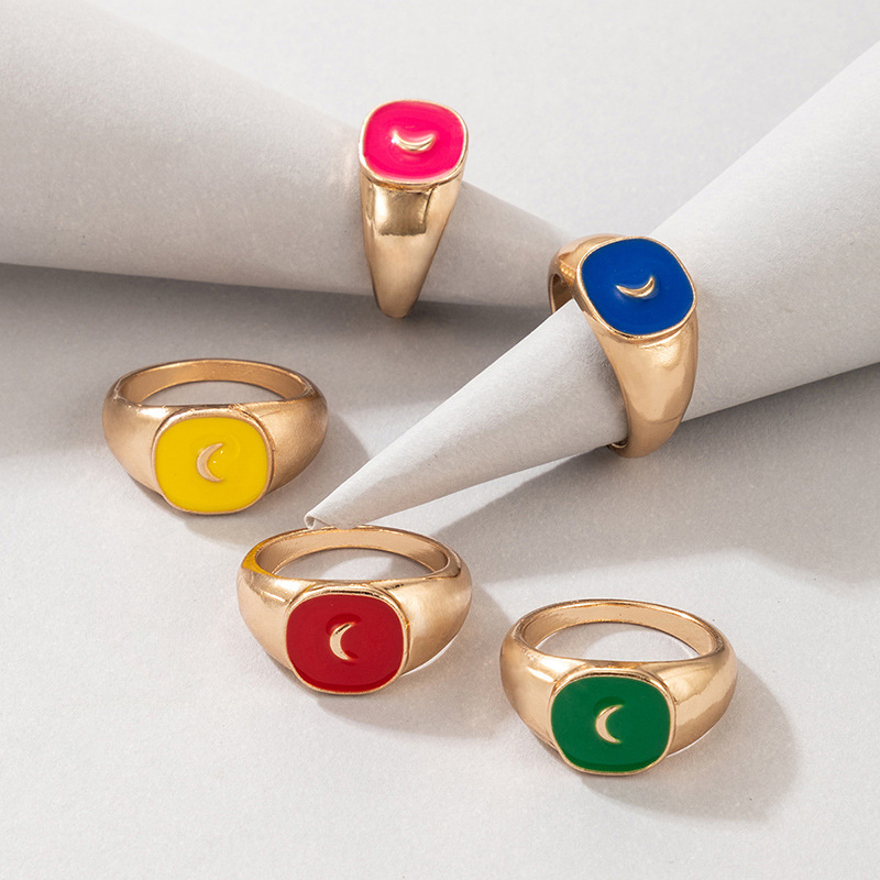 retro simple circle resin fashion popular color lady joint ring