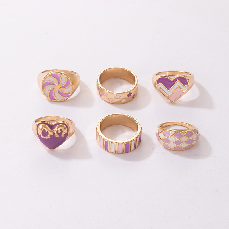 retro simple circle resin fashion popular color lady joint ring