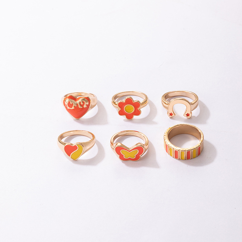 retro simple circle resin fashion popular color lady joint ring