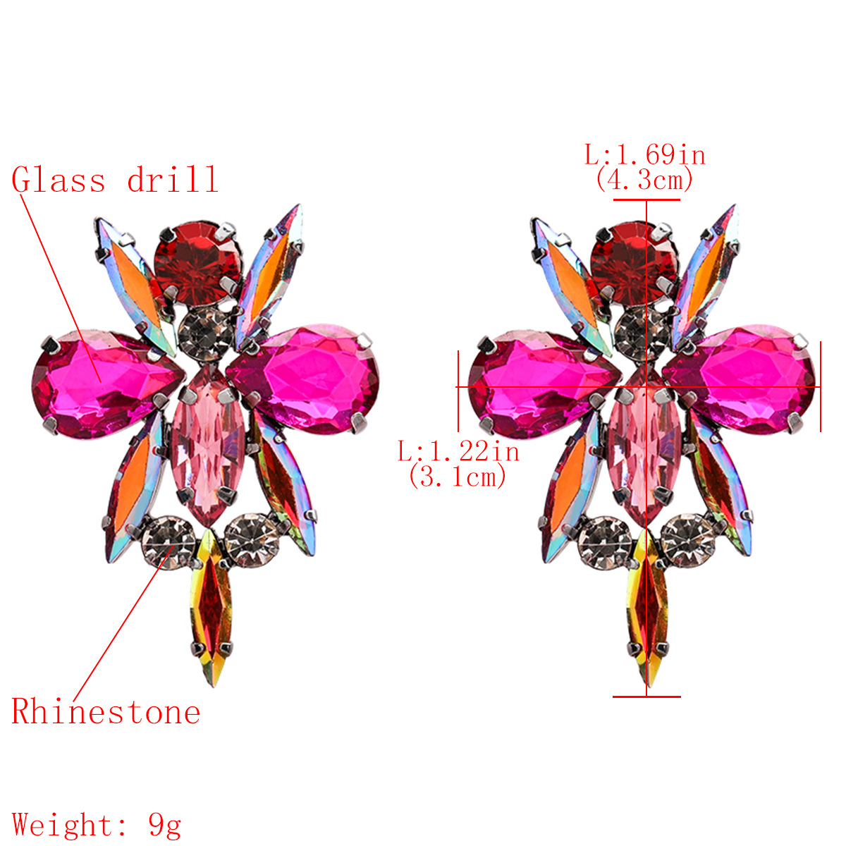 personality bee rhinestone glass diamond earrings full diamond earringspicture1