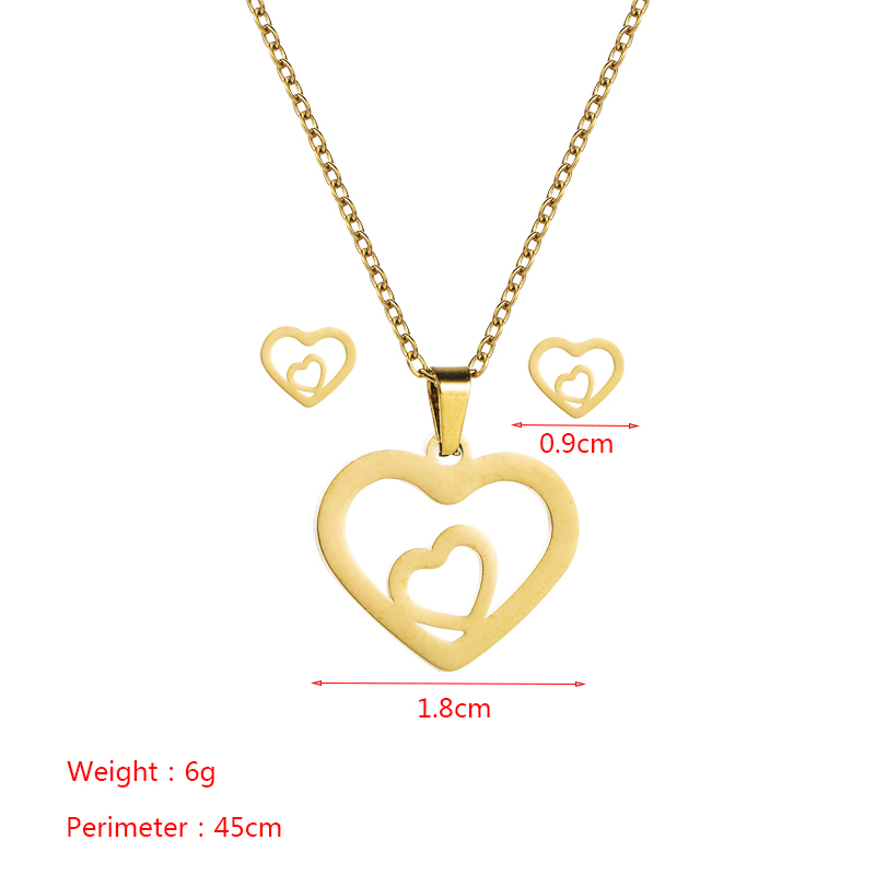Fashion creative geometric hollow multilayer fivepointed star love necklace earrings setpicture1