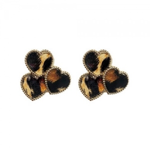 Korean retro leopard pattern love earrings niche autumn and winter fashion temperament earringspicture2