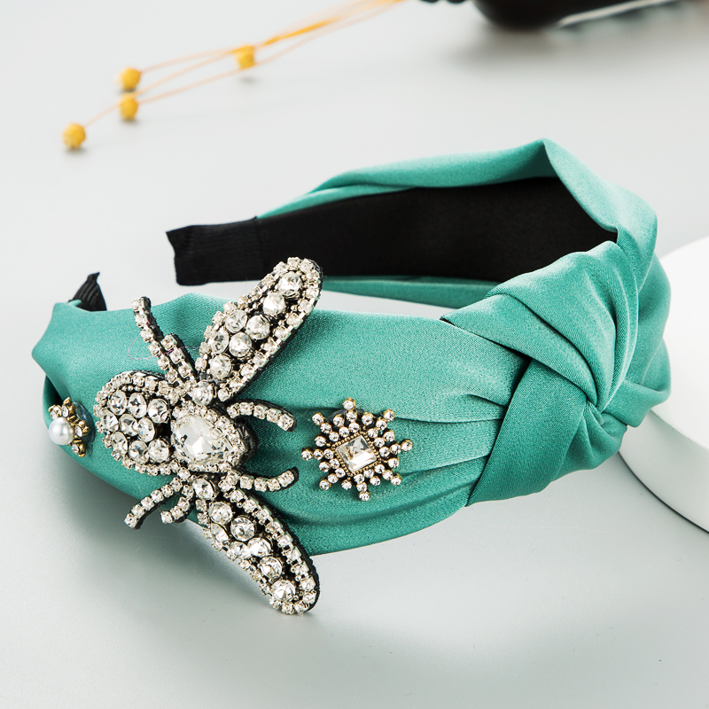 Korean fashion pure color fabric butterfly pearl hairband inlaid rhinestone temperament hair accessoriespicture4