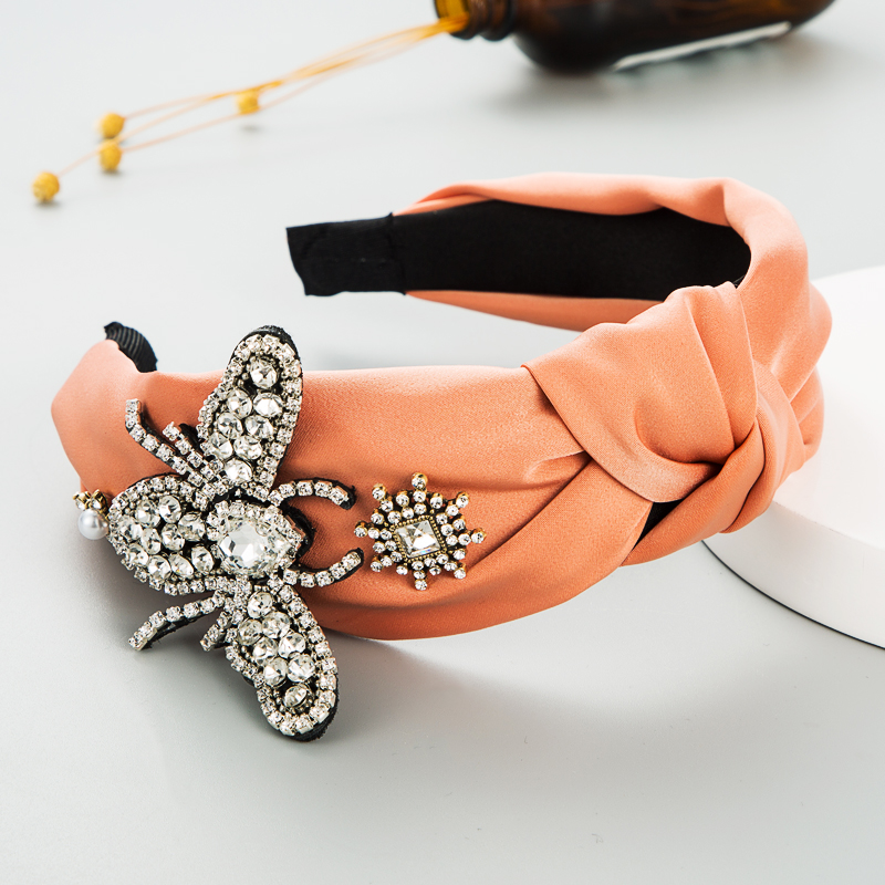 Korean fashion pure color fabric butterfly pearl hairband inlaid rhinestone temperament hair accessoriespicture7