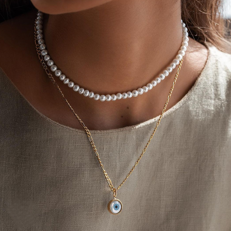 fashion imitation pearl eye necklaces