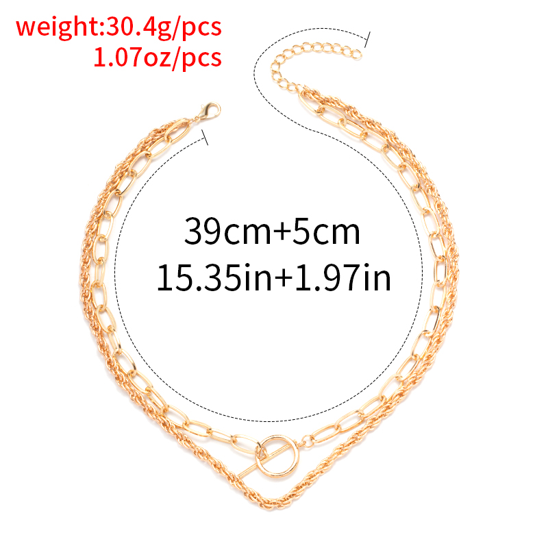 fashion hemp rope chain ot buckle two-layer necklace