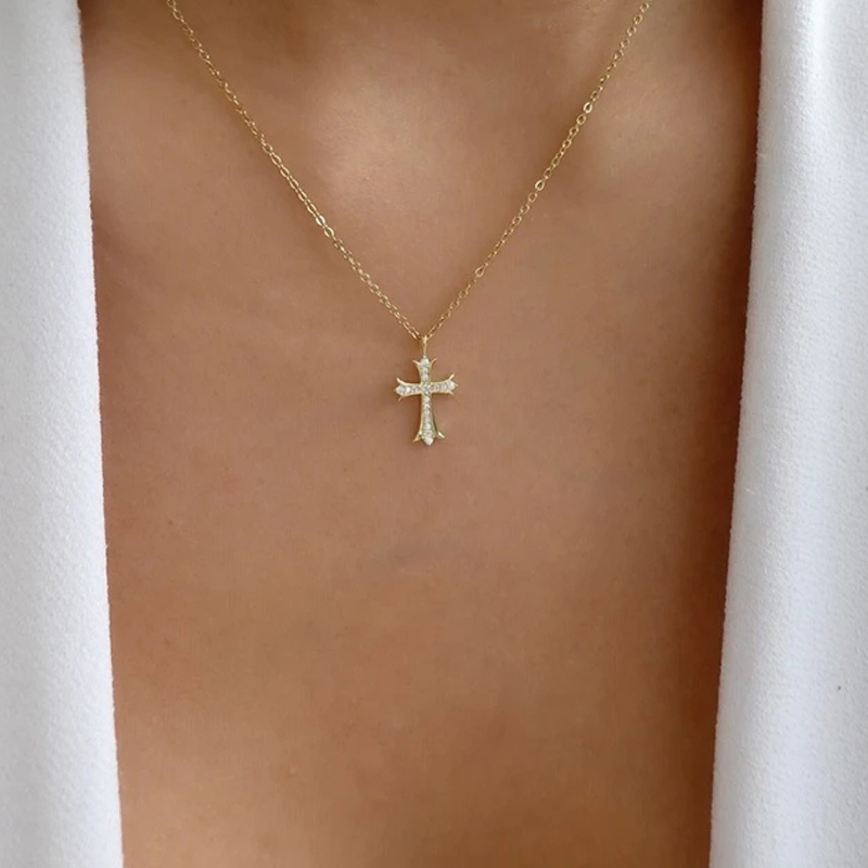 simple geometric cross pendant necklace