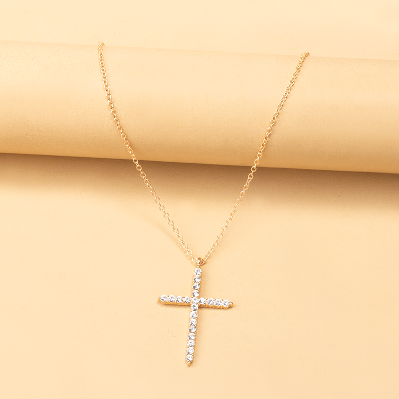 simple full diamond cross necklace wholesale jewelry