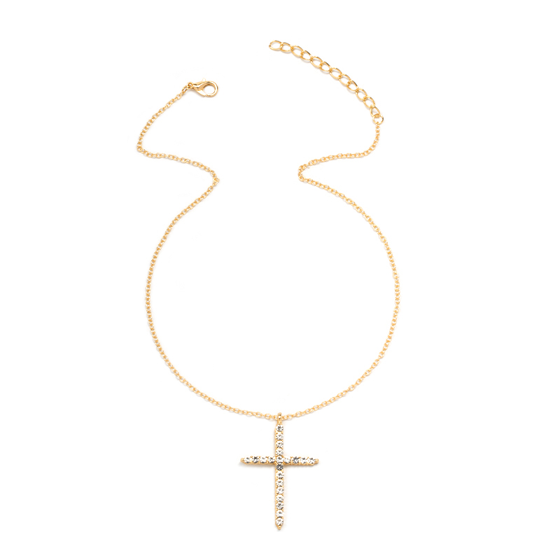 simple full diamond cross necklace wholesale jewelry