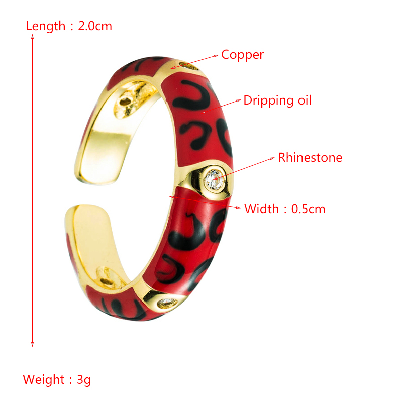fashion copper goldplated multicolor oil drop eye heartshaped ring opening adjustable zircon ringpicture11