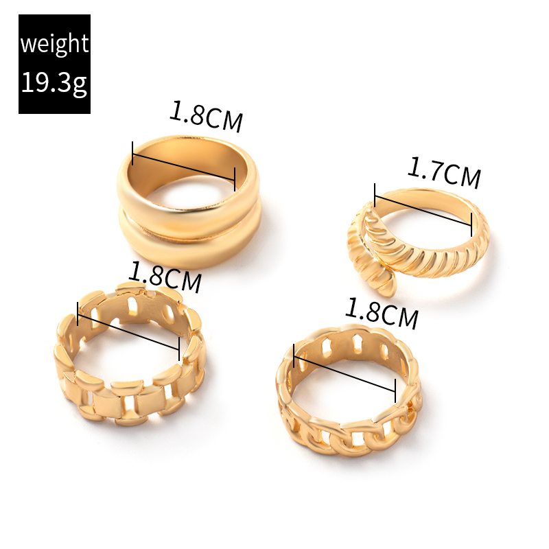 hollow chain watch strap shape ring 4 set