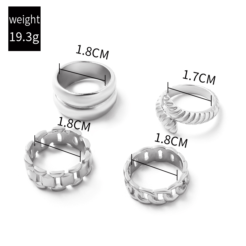 hollow chain watch strap shape ring 4 set