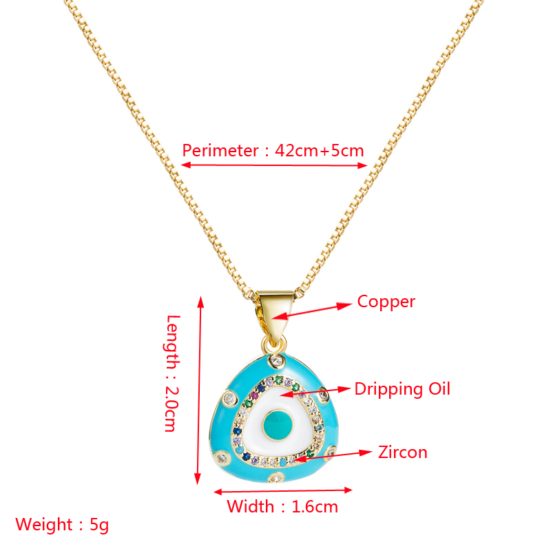 fashion devils eye pendant necklace copper goldplated zircon drip oil hiphop style collarbone chainpicture1