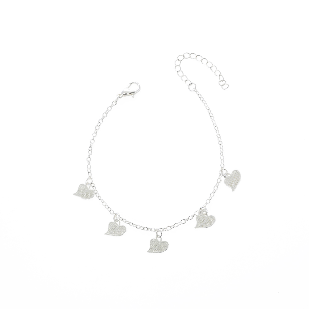 simple design accessories metal fluorescent geometric peach heart pendant bracelet ankletpicture2
