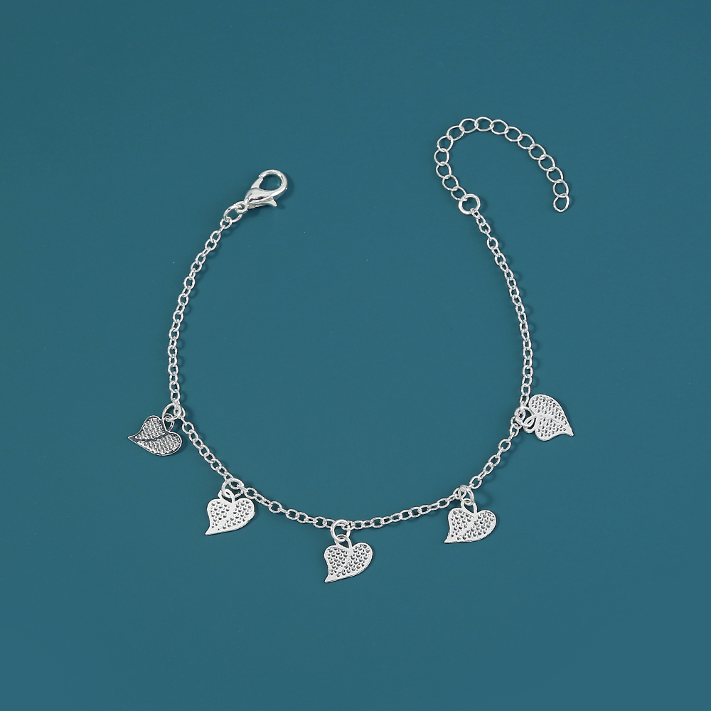 simple design accessories metal fluorescent geometric peach heart pendant bracelet ankletpicture6
