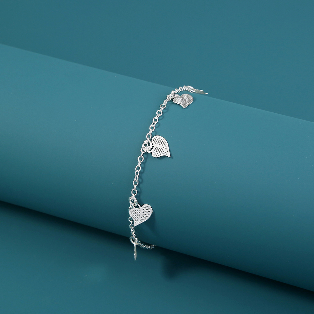 simple design accessories metal fluorescent geometric peach heart pendant bracelet ankletpicture7