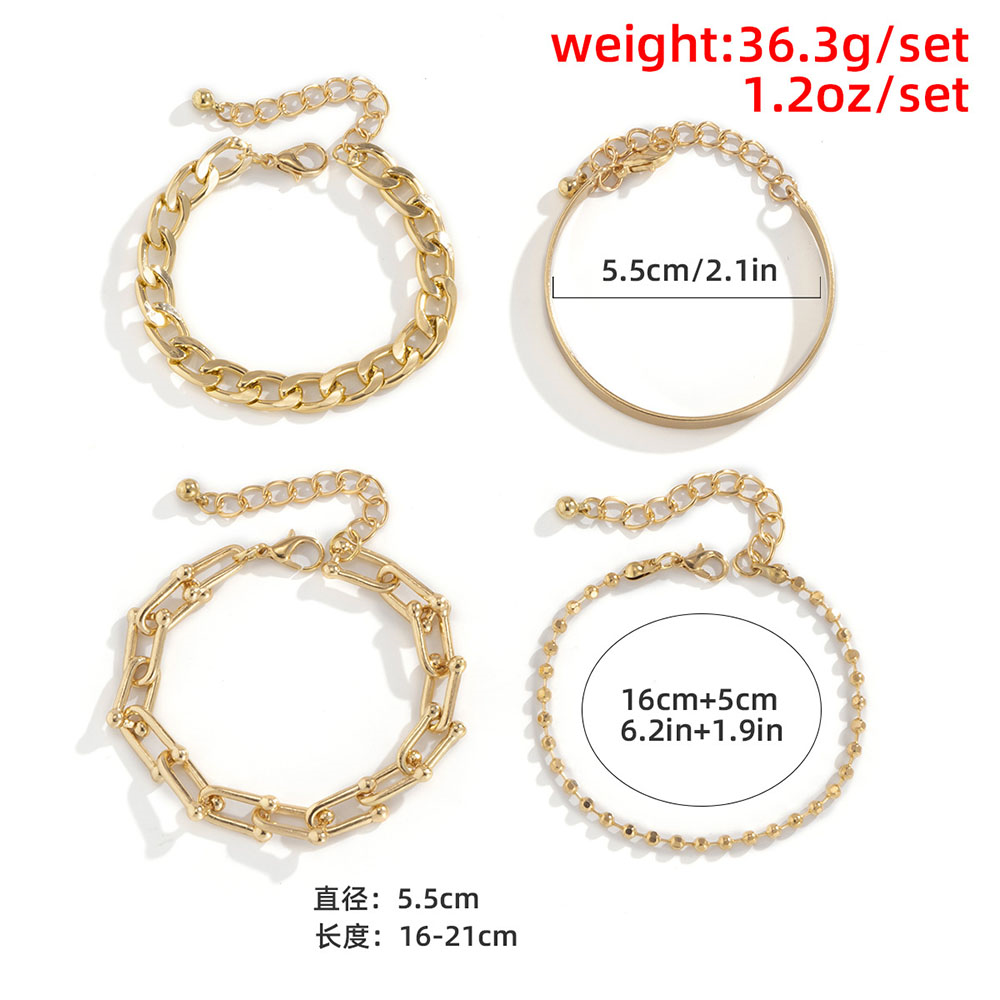 Personality Geometric Copper Bead Chain MultiElement Set Bracelet Fashion Chain Alloy Braceletpicture2