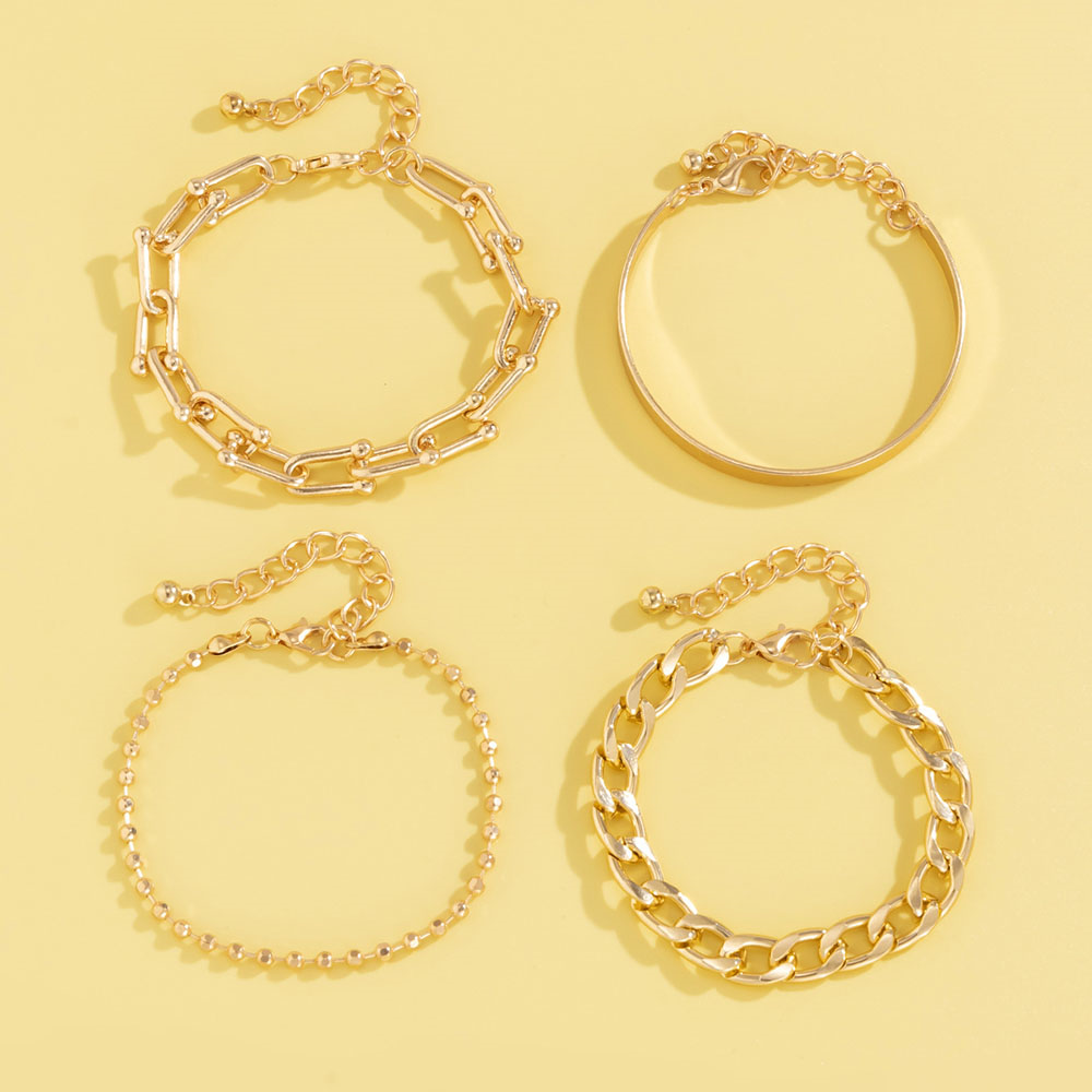Personality Geometric Copper Bead Chain MultiElement Set Bracelet Fashion Chain Alloy Braceletpicture5