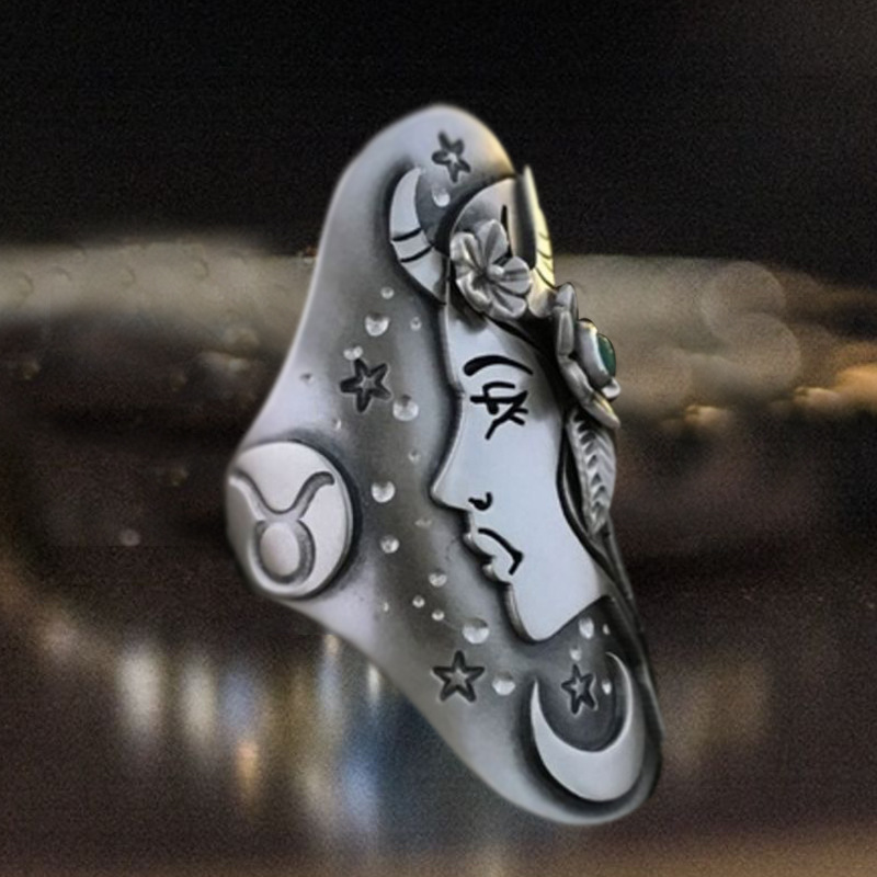 shepherd girl ring creative retro goddess starry sky ring