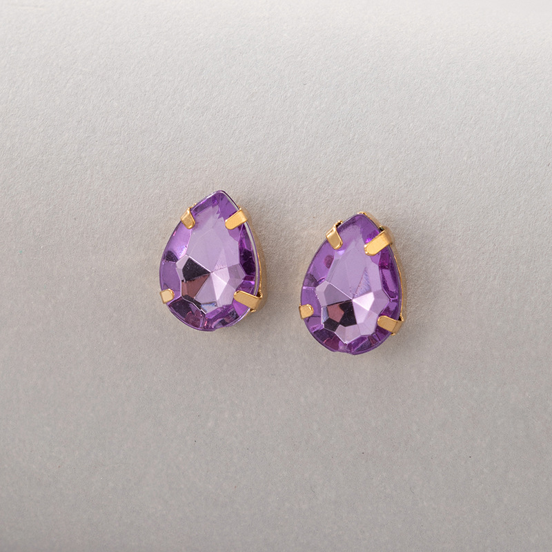 bijoux de style rtro boucles d39oreilles incrustes de diamants violets en forme de gouttepicture11