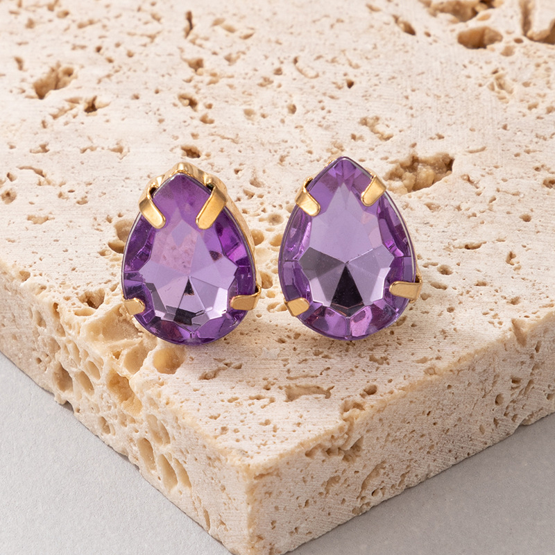 bijoux de style rtro boucles d39oreilles incrustes de diamants violets en forme de gouttepicture13