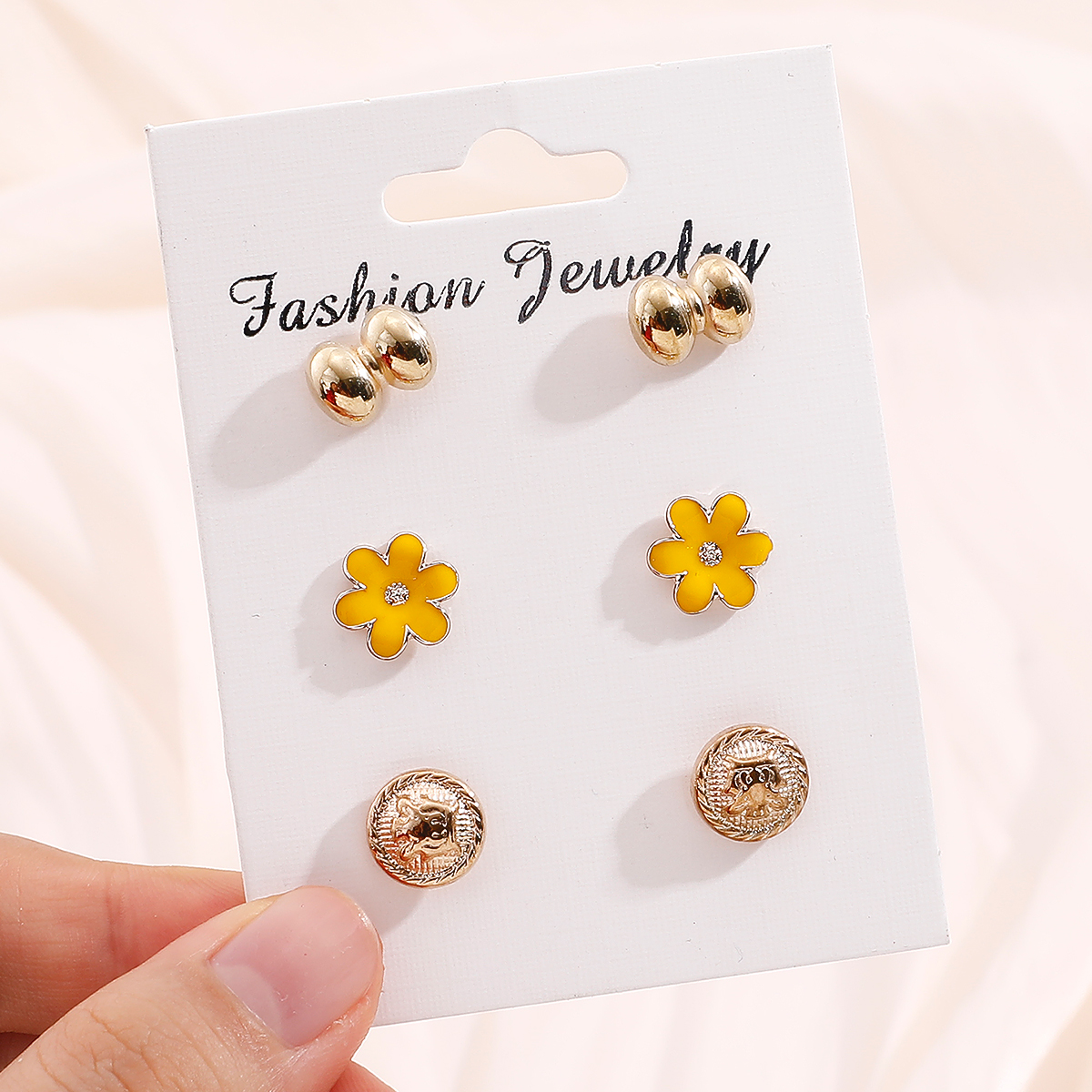 Small yellow flower earrings set fashion accessories NHHUQ509112picture6