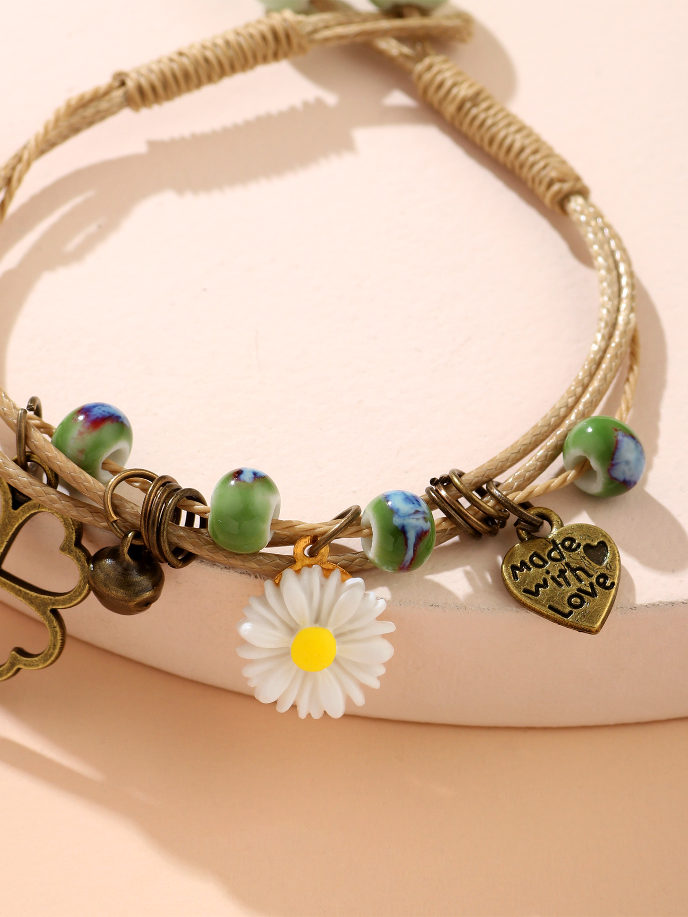 daisy flower four-leaf clover braided rope simple bracelet