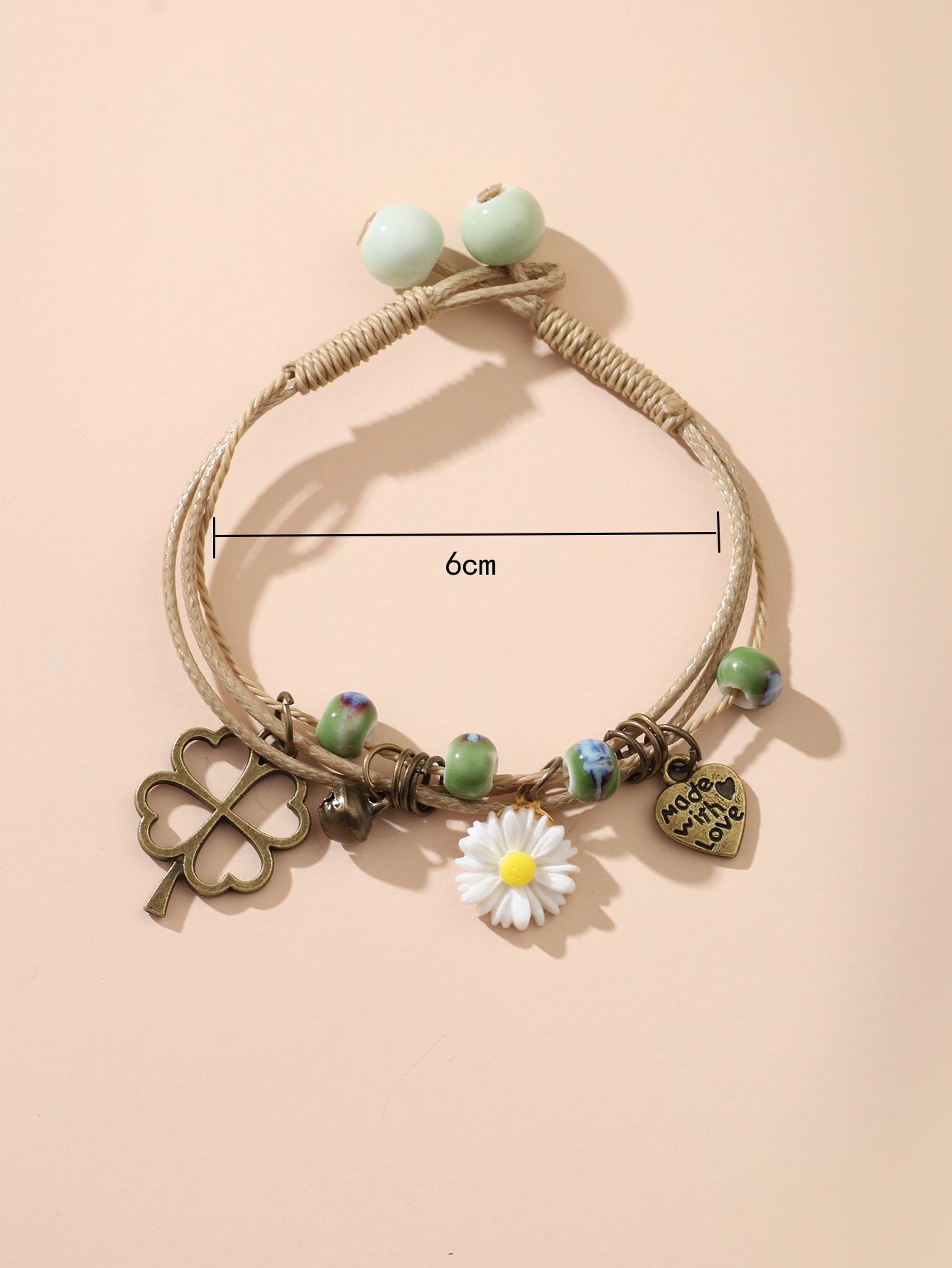 daisy flower four-leaf clover braided rope simple bracelet