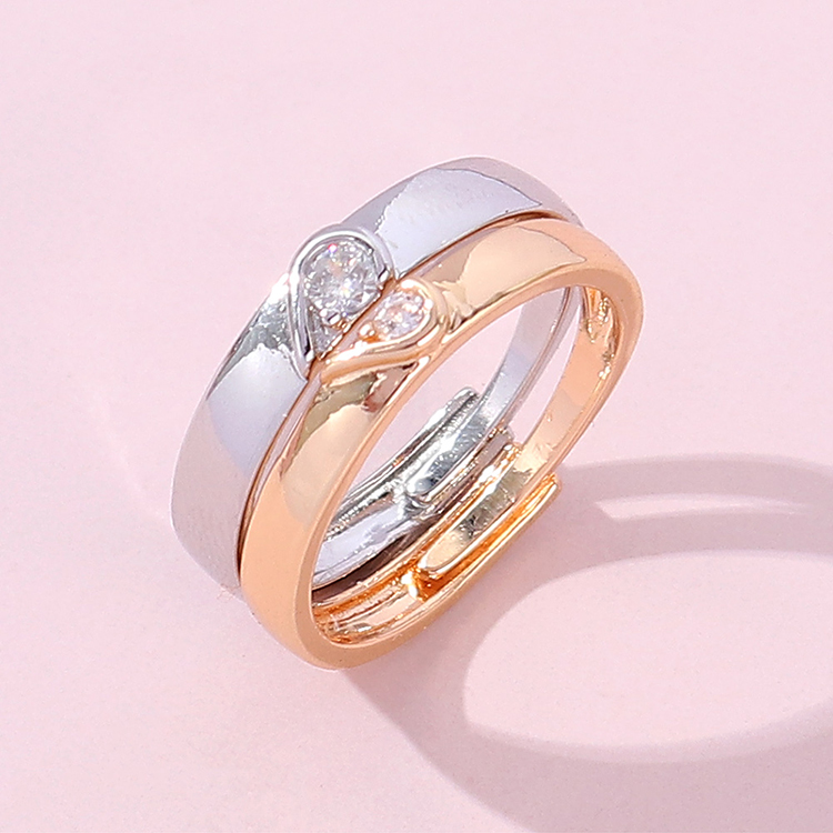 Korean version of creative zircon heart couple ring